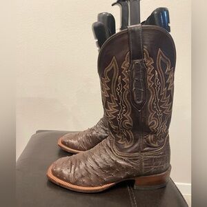 RARE Lucchese custom exotic leather quill with elephant counter boots US 9 D men